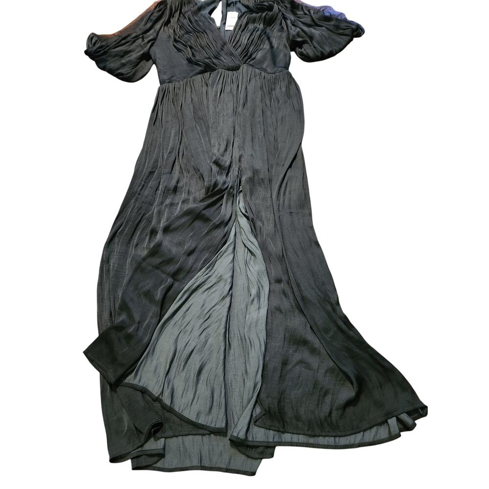 Banana Republic Pleated Midi Dress 12 NWT Dark Green V-Neck Flowy - Picture 5 of 6